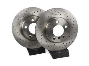 ES#4468854 - 26002-32034 - R1 Concepts Disc Brake Rotor Set - Cross Drilled Front Pair 12.08" (307x24) - Upgrade to a drilled rotors for improved braking - R1 Concepts - MINI