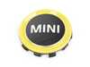 ES#4023913 - 36136889175 - F56 BEV Cooper SE MINI Corona Spoke LA Wheel Electric - Center cap  - Yellow center cap for that style wheel - Genuine MINI - MINI
