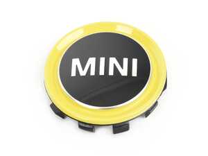ES#4023913 - 36136889175 - F56 BEV Cooper SE MINI Corona Spoke LA Wheel Electric - Center cap  - Yellow center cap for that style wheel - Genuine MINI - MINI