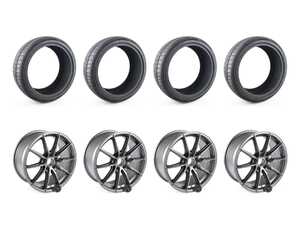 ES#4766543 - 027-5FTP - 19" Tekniform Style 027 Wheel & Tire Package - With FREE 235/35ZR19 Tires - 19x8.5 ET30 5x120 72.6CB - Matte Gunmetal - With Ironman iMOVE Gen 3 All Season Tires - Enthusiast Bundles - BMW MINI