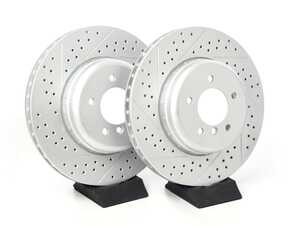 ES#3220926 - 010294ECS01AKT - Front Cross Drilled & Slotted Brake Rotors - Pair (348X30) - Featuring GEOMET protective coating offering superior rust protection for long lasting, great looking rotors. - ECS - BMW