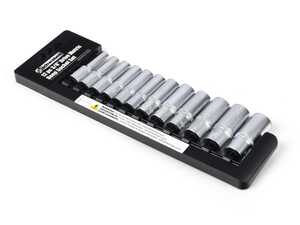 ES#4708450 - 003411SCH01A - 12 PC. 3/8" Drive 6 Point Metric Deep Socket Set - Complete 3/8" deep socket set with sizes 8-19mm and a sliding rail organizer - Schwaben - Audi BMW Volkswagen Mercedes Benz MINI Porsche