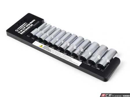 ES#4708450 - 003411SCH01A - 12 PC. 3/8" Drive 6 Point Metric Deep Well Socket Set - Complete 3/8" deep socket set with sizes 8-19mm and a sliding rail organizer - Schwaben - Audi BMW Volkswagen Mercedes Benz MINI Porsche