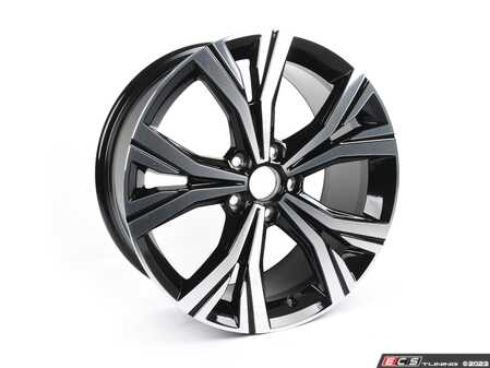 ES#3649013 - 561601025ADFZZ - 18" Split 5-Spoke Two-Toned Machined Wheel - Priced Each - 18"x8" ET48 5x112 - Black/Machined Face - Genuine Volkswagen Audi - Volkswagen
