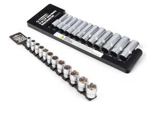 ES#4780726 - 006002SCH01A02KT - 24 Pc. 3/8" Drive 6 Point Metric Socket Set - Deep And Standard - Complete 3/8-inch deep and shallow socket set with sizes 8-19mm and sliding rail organizers. - Enthusiast Bundles - Audi BMW Volkswagen Mercedes Benz MINI Porsche