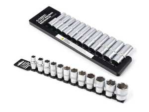 ES#4780736 - 003409SCH01A02KT - 24 Pc. 1/2" Drive 6 Point Metric Socket Set - Deep And Standard - Complete 1/2-inch deep and shallow socket set with sizes 10-24mm and sliding rail organizers. - Enthusiast Bundles - Audi BMW Volkswagen Mercedes Benz MINI Porsche