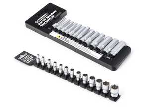 ES#4780742 - 003403SCH01A02KT - 26 Pc. 1/4" Drive 6 Point Metric Socket Set - Deep And Standard - Complete 1/4-inch deep and shallow socket set with sizes 4-14mm and sliding rail organizers. - Enthusiast Bundles - Audi BMW Volkswagen Mercedes Benz MINI Porsche