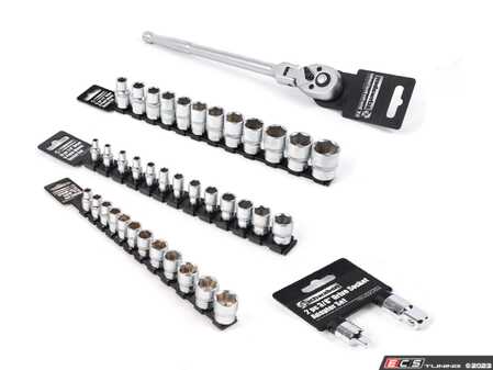 ES#4780745 - 005981sch01a05KT - Universal 40 Piece Metric Socket Set With Flex Head Ratchet - This complete 40 piece socket set includes a 3/8" flex head ratchet, 2 3/8" adapters to allow the ratchet to work with 1/4" and 1/2", and 37 sockets of the most common drives. - Schwaben - Audi BMW Volkswagen Mercedes Benz MINI Porsche