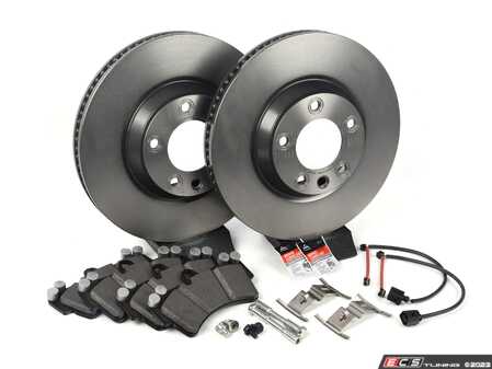 ES#4656865 - 7L8615302KT5 - Front Brake Service Kit - Featuring Brembo rotors and ECS DD23 Daily Driver ceramic pads - Assembled By ECS - Audi Volkswagen Porsche