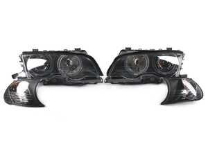 ES#4716216 - anz121269 - ANZO Projector Headlights W/ Halo - E46 Pre-LCI Coupe/Convertible - Black - Plug and play black housings for a unique look and improved visibility. Select your favorite bulbs! - Anzo - BMW
