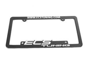 ES#4815890 - ECS-LP-FRAME-CHR - ECS Tuning License Plate Frame - Chrome - Black fade resistant plastic frame with raised letters - ECS - Audi BMW Volkswagen Mercedes Benz MINI Porsche
