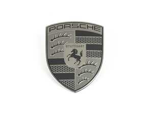 ES#4704142 - 95C853601A - Porsche Hood Emblem - Turbonite - Upgrade the look of your Porsche with the Turbonite hood crest emblem. Finished in a sleek silver and black design, this updated factory-style crest adds a modern, distinctive touch to the front of your vehicle. - Genuine Porsche - Porsche