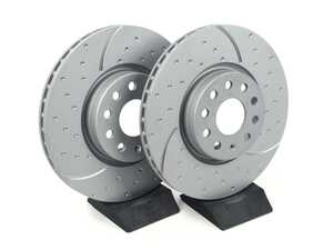 ES#521632 - GD1386 - Front Slotted & Dimpled Brake Rotors - Pair (312x25) - Upgrade to a slotted / dimpled rotor for improved braking - OE# 1K0615301AA - EBC - Audi Volkswagen