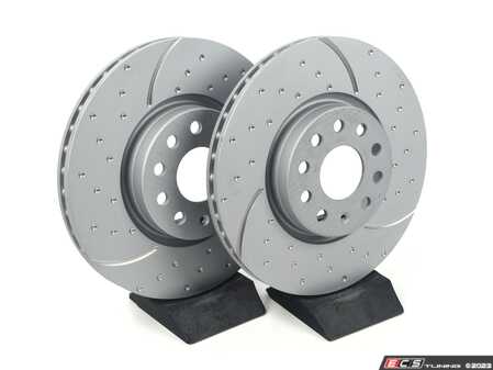 ES#521632 - GD1386 - Front Slotted & Dimpled Brake Rotors - Pair (312x25) - Upgrade to a slotted / dimpled rotor for improved braking - OE# 1K0615301AA - EBC - Audi Volkswagen
