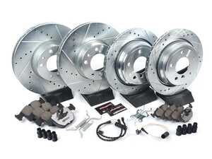 ES#3477739 - K505-26 - Z26 Street Warrior Brake Kit - Front and Rear - Includes performance drilled and slotted rotors and Power Stop's Extreme Carbon-Fiber Ceramic pads. - Power Stop - BMW