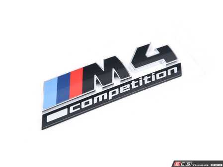 ES#4757750 - 51147907775 - M4 Competition Gloss Black Trunk Badge - The updated original equipment gloss black rear trunk badge with a silver outline, designed to refresh or upgrade your M4s rear aesthetic to the latest LCI styling. - Genuine BMW - BMW