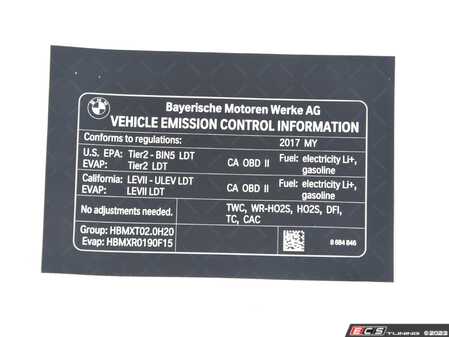 ES#3213891 - 71228684846 - LABEL EXHAUST EMISS - Genuine BMW - BMW
