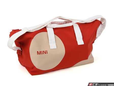 ES#4788434 - 80225B320D4 - MINI Car Face Detail Duffle Bag - RED/Tan - Travel in MINI style - Genuine MINI - MINI
