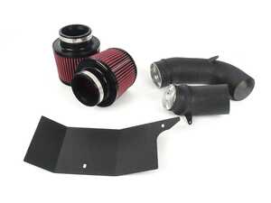 ES#4766003 - BMSF97REDBLK - BMS Elite Performance Intake - Red Filters - Matte Black Piping - The BMS Elite X3M/X4M Performance Intake upgrades the restrictive factory airbox/engine cover with dual 3.5" high flow BMS inverted cone performance filters - Burger Motorsports - BMW