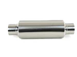 ES#4681243 - 17950 - Stainless Steel Bottle-Style Resonator - 3in Inlet/Outlet X 18in Long W/ 5in OD Resonator Body - Vibrant Performance - 