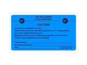 ES#4810937 - ACS-RETROFIT-LAB - A/C Solutions R134a Retrofit Label - Used to document the amount and date of R134a added to the system after completing any A/C repair - A/C Solutions - BMW