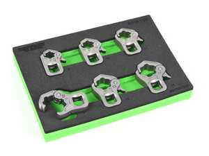 ES#4829840 - RFW100 - 6 Piece 3/8 Drive Ratcheting Flare Nut Wrench Set - Handle a variety of jobs with ease by using this ratcheting flare nut wrench set - from brakes to A/C service, these will help you along the way. - VIM Tools - Audi BMW Volkswagen Mercedes Benz MINI Porsche