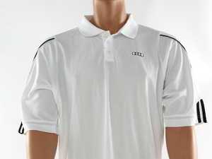 ES#2153364 - AWM676WHTLG - Men'S ClimaLite Three-Stripe Cuff Golf Polo By Adidas - White - Large - Look great when you Tee off. - Audi Collection - 