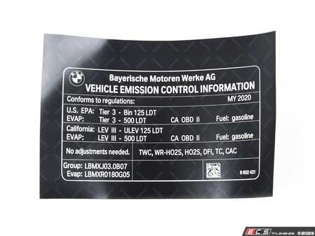 ES#4211249 - 71228602431 - LABEL "EXHAUST EMISSION" - Genuine BMW - BMW