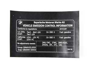 ES#2998676 - 71227856730 - LABEL "EXHAUST EMISSION" - Genuine BMW - BMW