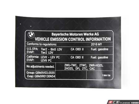 ES#2998676 - 71227856730 - LABEL "EXHAUST EMISSION" - Genuine BMW - BMW
