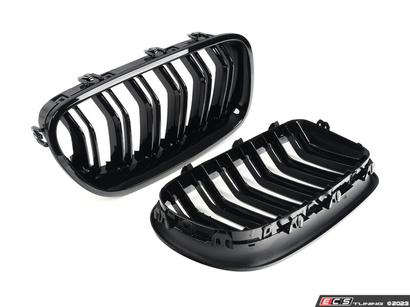 AutoTecknic Dual-Slats Stealth Black Front Grille Set - F10 5-Series | M5 main image 1