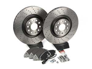 ES#4820752 - mk7glifbsKT - Front Brake Service Kit (340x30) - Features Brembo Cross Drilled Rotors And Brembo NAO Ceramic pads - Assembled By ECS - Audi Volkswagen