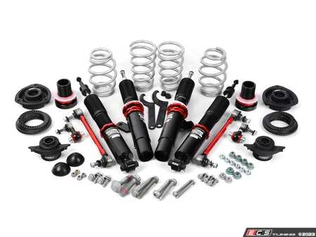 ES#4348653 - 003929lb02KT -  MK7/MK8/8v Adjustable Damping Coilover System - With Installation Kit - Features 32 way adjustable damping, variable length, zinc-coated shock bodies and performance sway bar end links. Includes all new mounts, bearings and hardware for a comprehensive suspension package. - ECS - Audi Volkswagen