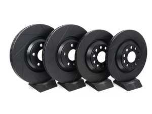 ES#3536995 - 025997ECS0395KT - Front & Rear Slotted V5 Brake Rotor Kit (340x30/310x22) - Precision manufactured for consistent stopping power during high performance driving. Featuring a matte black zinc coating for corrosion protection. - Assembled By ECS - Audi Volkswagen