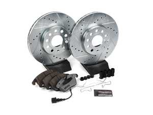 ES#3989923 - K4623-26 - Z26 Street Warrior Brake Kit - Front - Includes performance drilled and slotted rotors and Power Stop's Extreme Carbon-Fiber Ceramic pads. - Power Stop - Audi Volkswagen