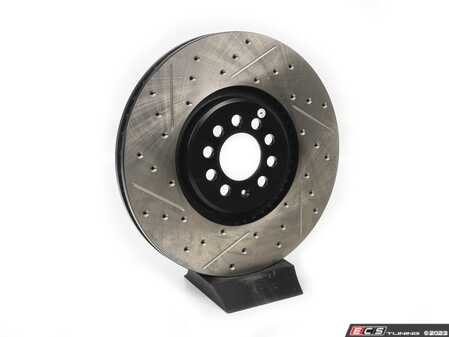 ES#3221875 - 127.33093R - Front Cross Drilled & Slotted Rotor - Right (334x32) - Upgrade to a slotted / cross-drilled rotor for improved braking - StopTech - Audi Volkswagen