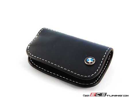 ES#2101827 - 80232209855 - Nappa Leather Key Case - Black - (NO LONGER AVAILABLE) - Featuring white stitching and the BMW roundel - Genuine BMW - 
