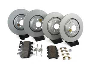 ES#3145461 - ESK4013 - Power Stop Euro-Stop Front & Rear Brake Kit (347mm/330mm) - A direct-fit OE-equivalent replacement with GEOMET coated plain rotors and ECE-R90 certified brake pads. - Power Stop - Audi