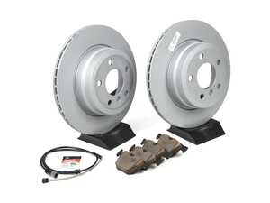 ES#4815882 - 34116857096KT4 - Rear Brake Service Kit - Includes rear rotors, pads, wear sensor, and associated hardware. - Assembled By ECS - BMW
