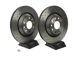 ES#4492653 - 1j0615601dxKT - Cross Drilled UV Coated Brake Rotors - Pair (310x22) - Features Brembo's special UV paint treatment that guarantees superior corrosion resistance. - Brembo - Audi Volkswagen