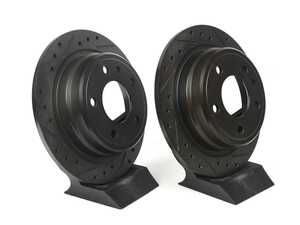 ES#4669064 - 34211162968-XS - Rear V5 Drilled & Slotted Brake Rotors - Set (284x10) - Precision manufactured for consistent stopping power during high performance driving. Featuring a matte black zinc coating for corrosion protection. - ECS - BMW