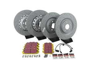 ES#4820213 - 4M0615301ASXKT2 - Performance Front And Rear Brake Service Kit  - Featuring Zimmerman Cross Dilled rotors, EBC Yellowstuff brake pads, stainless set screws and silicone brake lubricant - Assembled By ECS - Audi