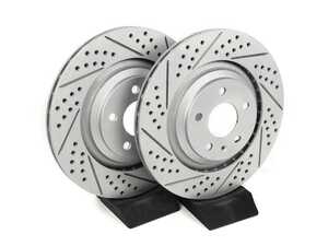 ES#4466265 - 22002-73047 - R1 Concepts Disc Brake Rotor Set - Carbon Drilled and Slotted - Rear Pair (330x22) - Upgrade to a slotted / drilled rotor for improved braking - R1 Concepts - Audi