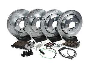 ES#3477797 - K874-26 - Z26 Street Warrior Brake Kit - Front and Rear - Includes performance drilled and slotted rotors and Power Stop's Extreme Carbon-Fiber Ceramic pads. - Power Stop - BMW