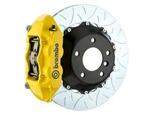 ES#2854793 - 2P3.8056A5 - Porsche 981 Boxster & Cayman Rear Brembo Big Brake Kit - Slotted 2-Piece Discs & Yellow Calipers - Featuring Brembo 4 Piston Calipers, 345x28 2-Piece Slotted Rotors and, FM1000 Compound Pads - Brembo - Porsche