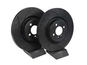 R1 Concepts Disc Brake Rotor Set - Slotted - Black JCW Front Pair 12.44