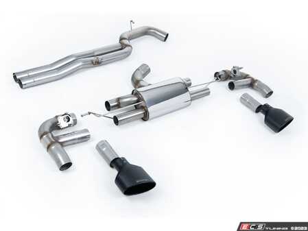 ES#4845952 - SSXAU982 - Race Cat-Back Exhaust System - Non-Resonated - 80mm (3.15") stainless steel with dual Cerakote Black oval tips - Retains valves from OE system - Milltek Sport - Audi