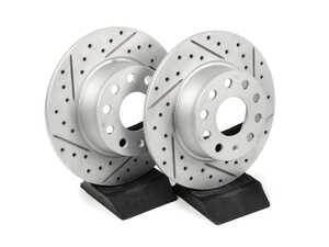 ES#4466294 - 22002-74030 - R1 Concepts Rear Brake Rotors - Carbon Drilled & Slotted - Pair (272x10) - Upgrade to a slotted / drilled rotor for improved braking - R1 Concepts - Volkswagen