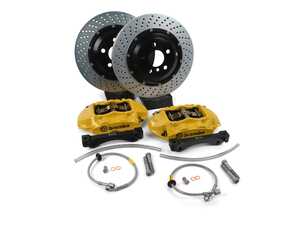 ES#3142566 - 1P1.8005A5 - Front Brembo GT 4 Piston Big Brake Kit (345x28mm) - Upgrade to 2 piece rotors (drilled), 4 piston calipers (Yellow), & high performance Brembo pads - Brembo - MINI