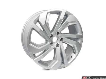ES#3991847 - 3CM601025A8Z8 - 20" Angled Split 5 Spoke Wheel - Priced Each  - 20"x8 ET34 5x112 - Diamond Silver - Genuine Volkswagen Audi - Volkswagen